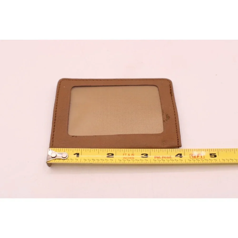 Pocket Wallet Small Case Business ID Card Holder Faux Leather Camel Brown Vtg